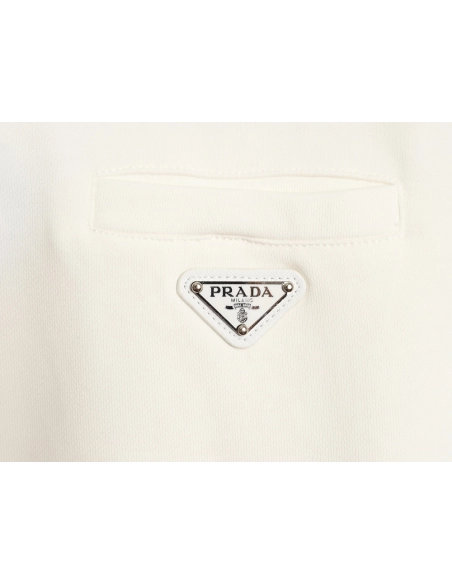 Prada faux pocket triangle iron logo hooded sweatshirt TSK1,Prada