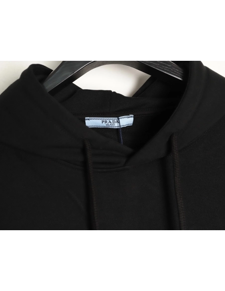 Prada faux pocket triangle iron logo hooded sweatshirt,Prada