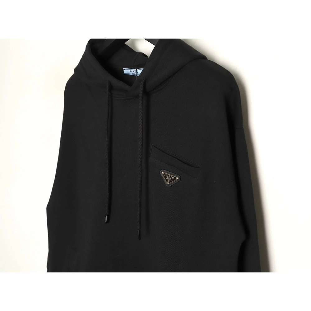 Prada faux pocket triangle iron logo hooded sweatshirt,Prada