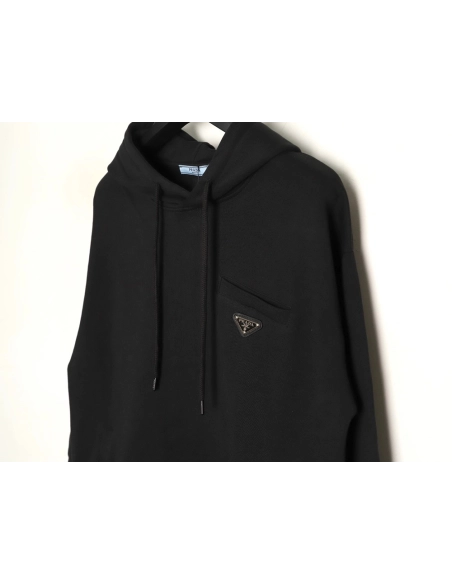 Prada faux pocket triangle iron logo hooded sweatshirt,Prada