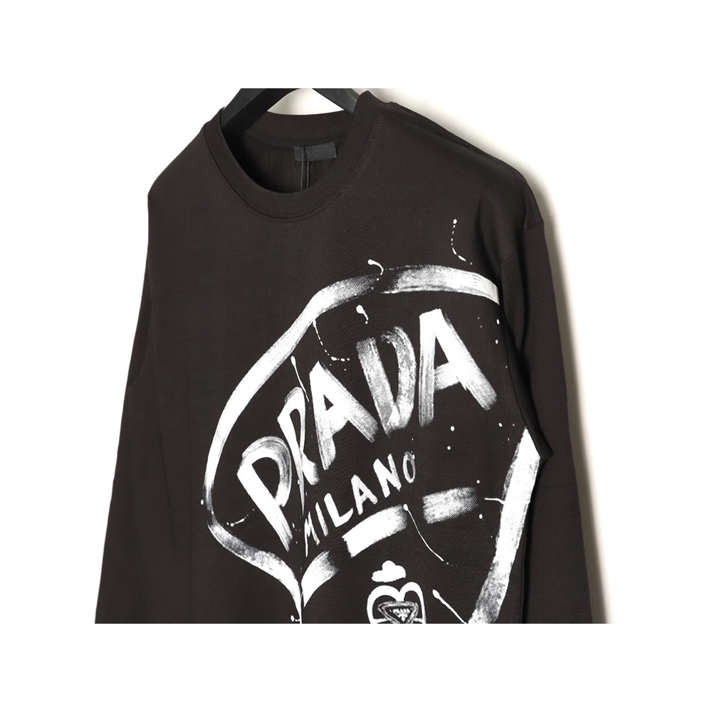 Prada large logo ink-splashed print long-sleeved T-shirt TSK1,Prada