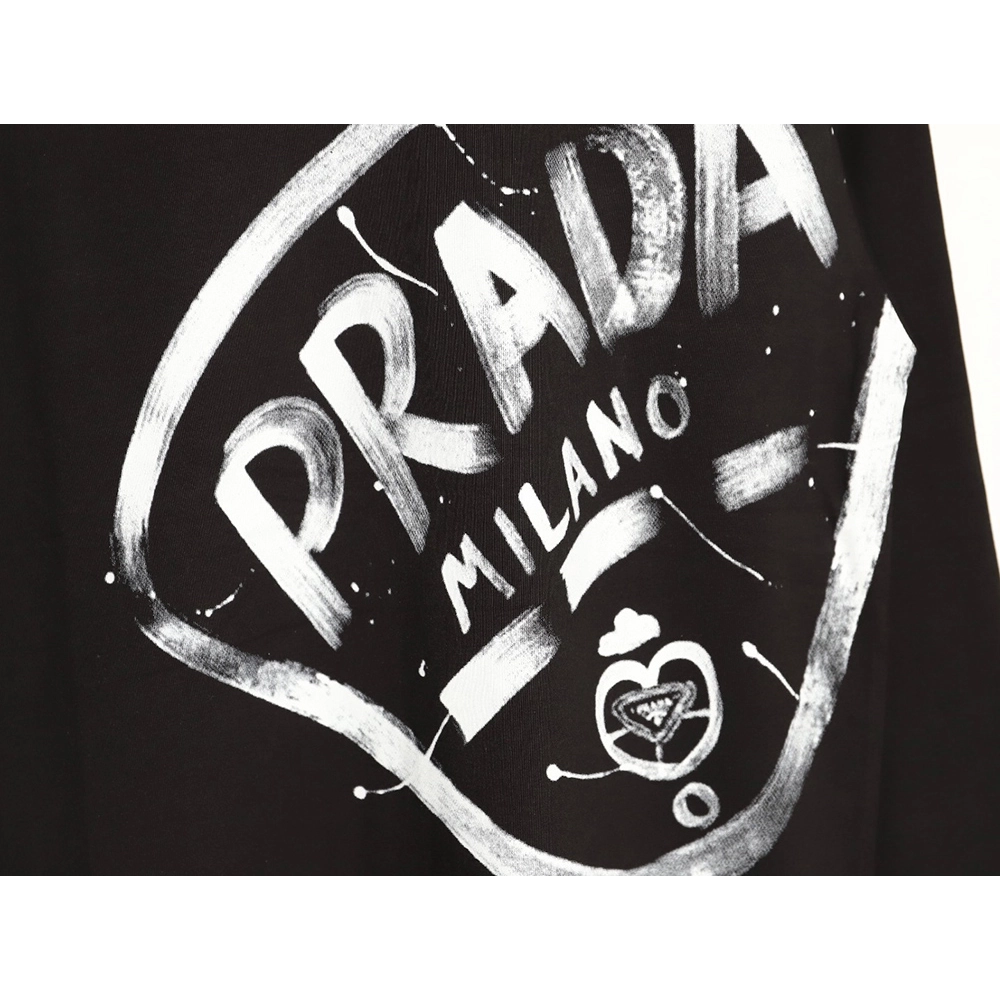 Prada large logo ink-splashed print long-sleeved T-shirt TSK1,Prada