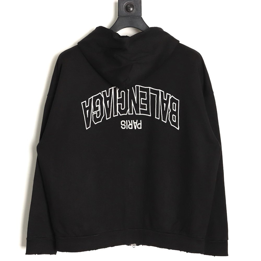 Balenciaga reverse letter embroidered hole double zipper jacket TSK1,Balenciaga