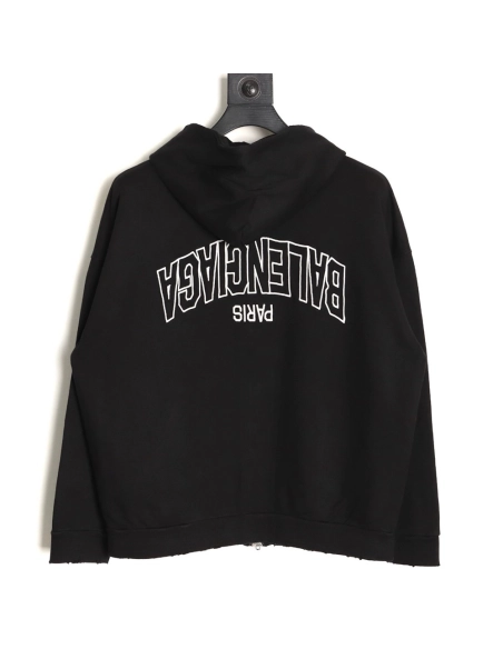Balenciaga reverse letter embroidered hole double zipper jacket TSK1,Balenciaga