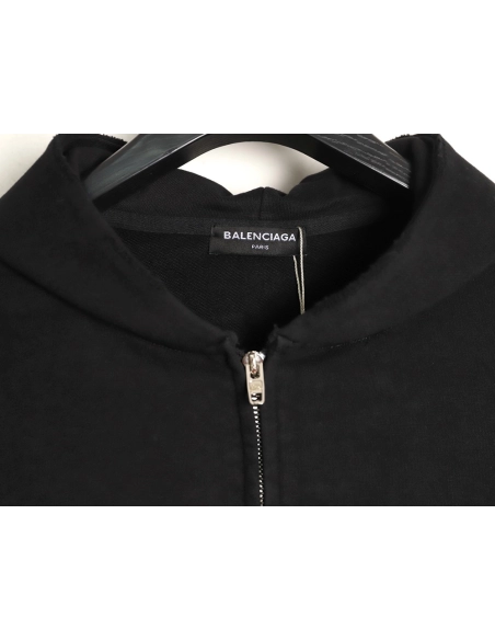 Balenciaga reverse letter embroidered hole double zipper jacket TSK1,Balenciaga