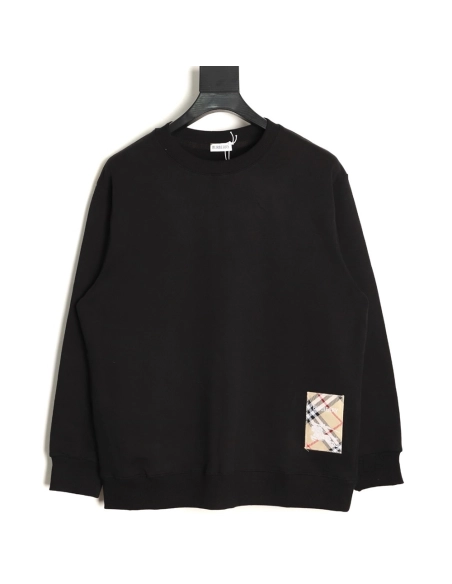 Burberry Check Patch Lettering Embroidered Crew Neck Sweatshirt TSK1,Burberry