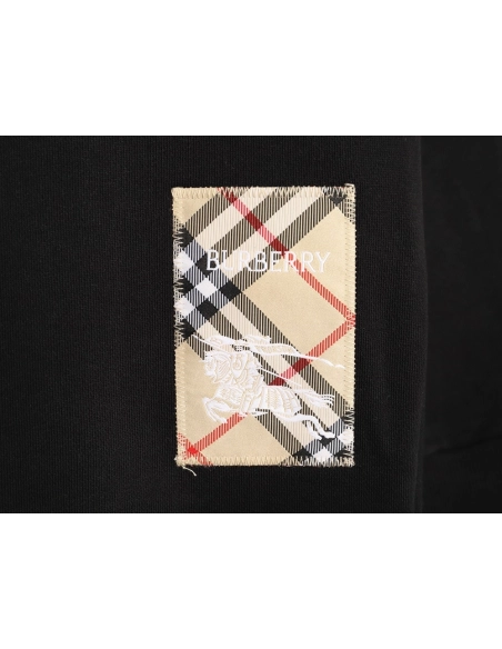 Burberry Check Patch Lettering Embroidered Crew Neck Sweatshirt TSK1,Burberry