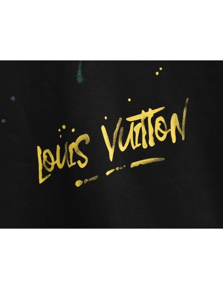 Louis Vuitton graffiti hand-painted pumpkin crewneck sweatshirt TSK1,Louis Vuitton