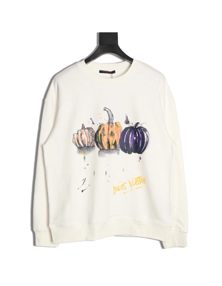 Louis Vuitton graffiti hand-painted pumpkin crewneck sweatshirt,Louis Vuitton