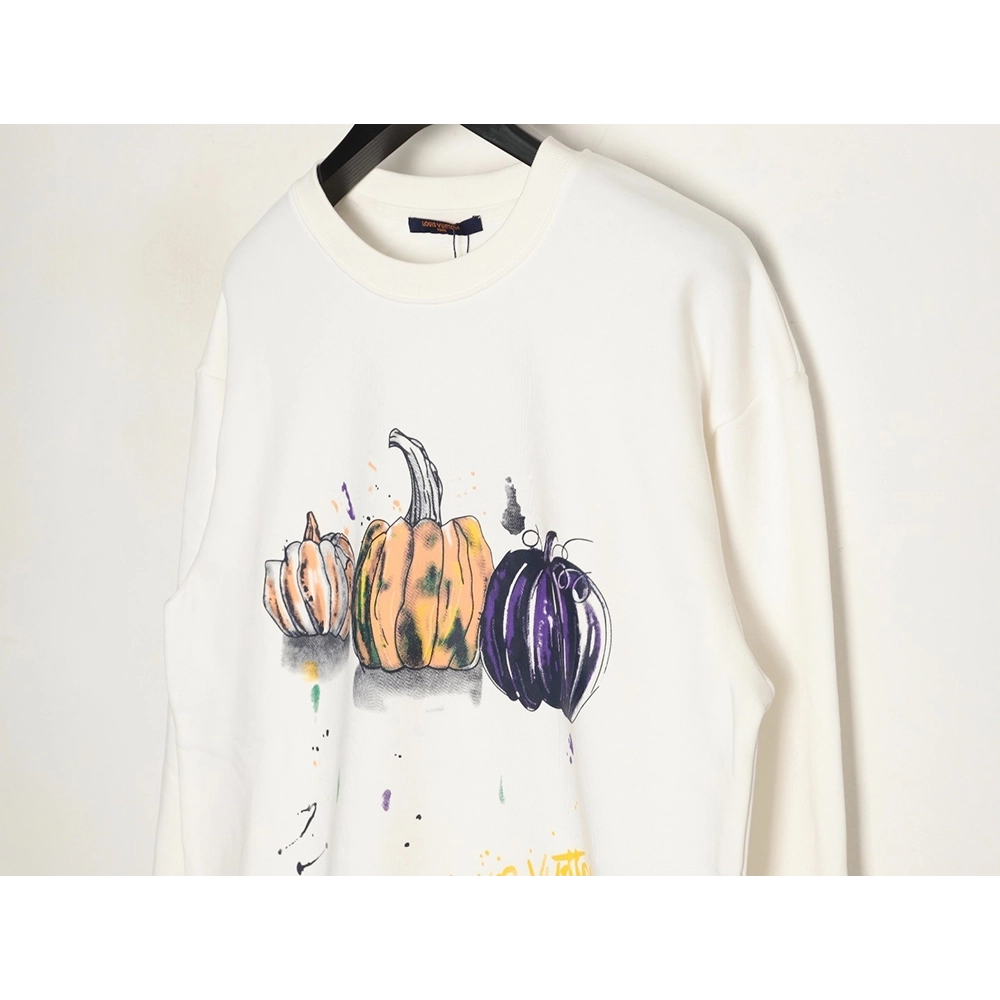 Louis Vuitton graffiti hand-painted pumpkin crewneck sweatshirt,Louis Vuitton