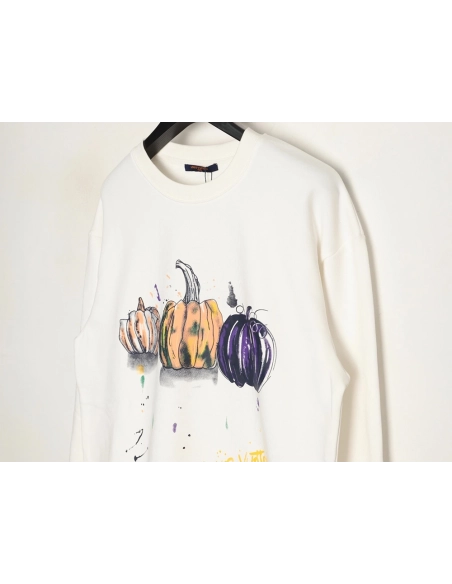 Louis Vuitton graffiti hand-painted pumpkin crewneck sweatshirt,Louis Vuitton