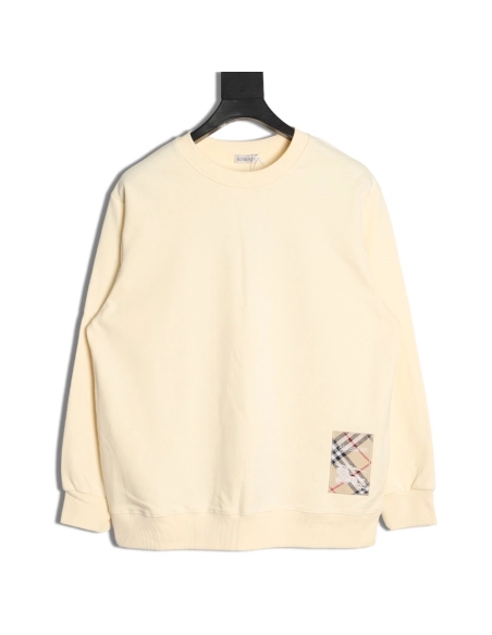 Burberry Check Patch Lettering Embroidered Crew Neck Sweatshirt,Burberry