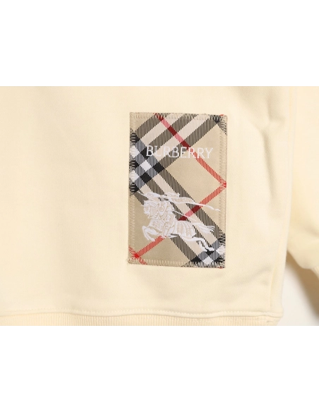 Burberry Check Patch Lettering Embroidered Crew Neck Sweatshirt,Burberry