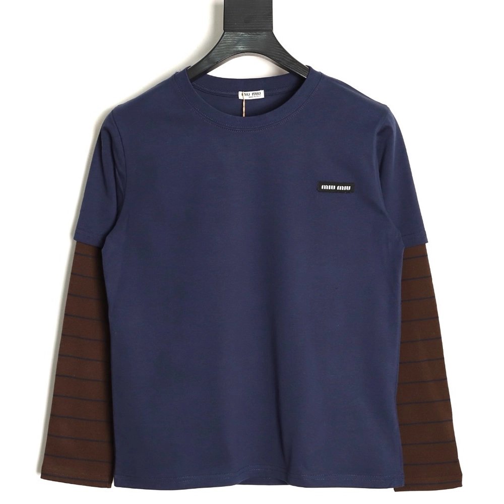 Miu Miu fake two-piece striped long-sleeved T-shirt,Miu Miu