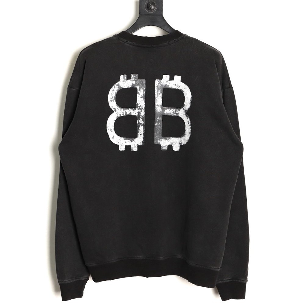 Balenciaga washed letter print crew neck sweatshirt,Balenciaga