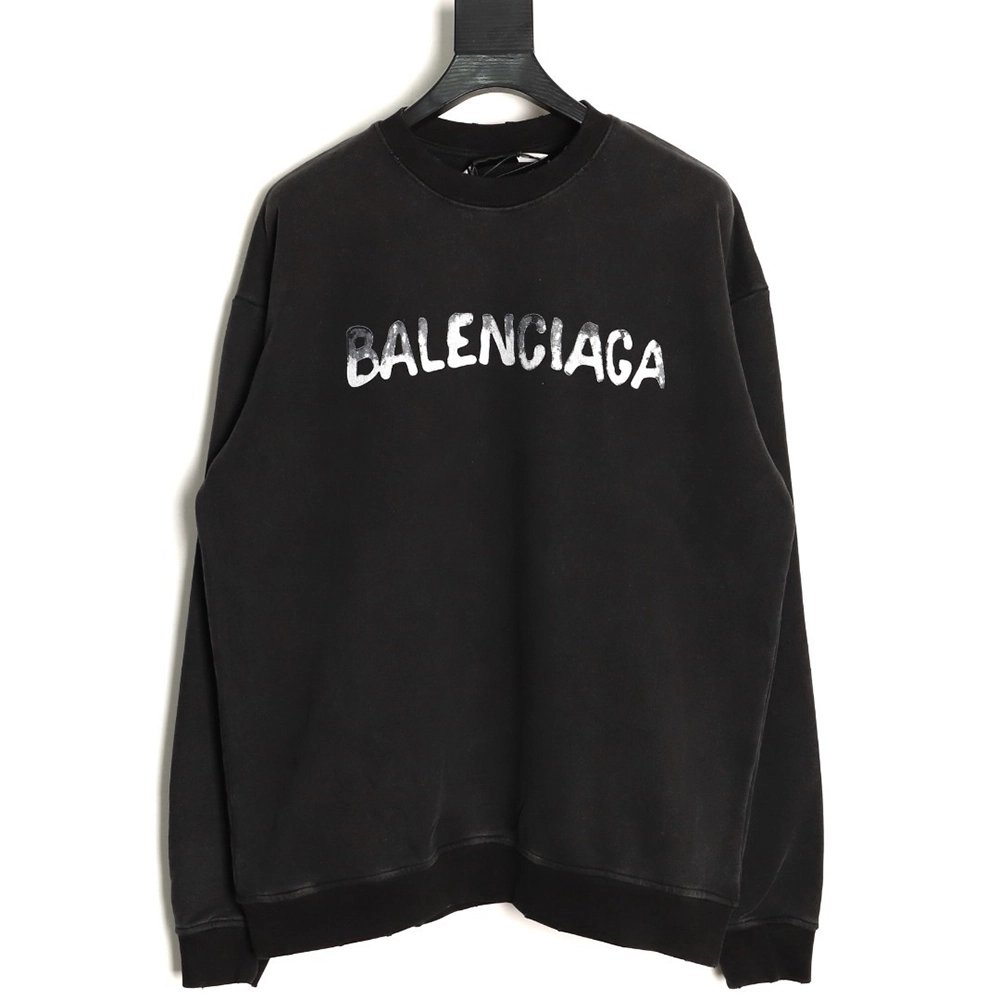 Balenciaga washed letter print crew neck sweatshirt,Balenciaga