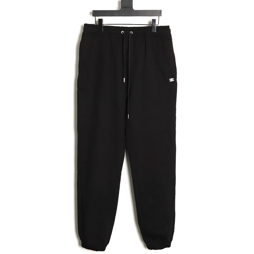 Celine Arc de Triomphe embroidered terry cotton drawstring track pants,Celine