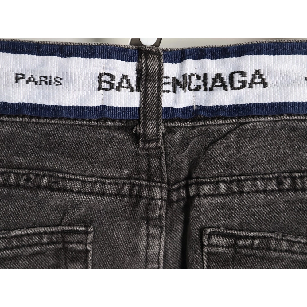 Balenciaga denim trousers with lettering webbing at waist,Balenciaga