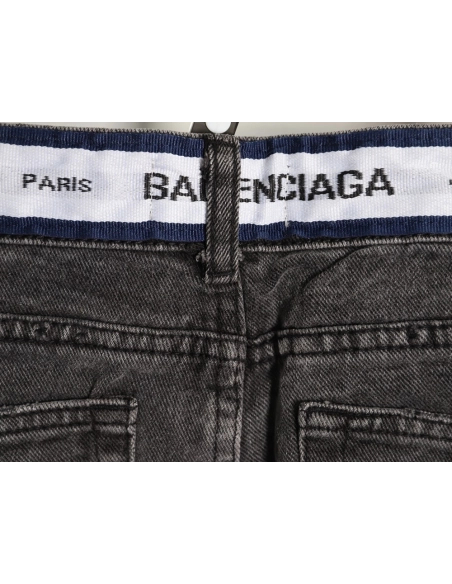 Balenciaga denim trousers with lettering webbing at waist,Balenciaga