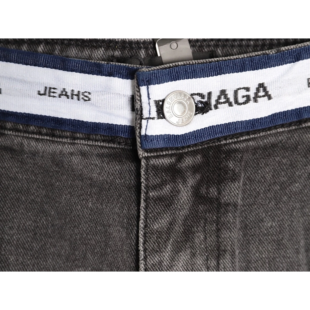 Balenciaga denim trousers with lettering webbing at waist,Balenciaga