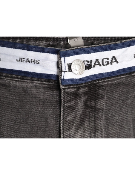 Balenciaga denim trousers with lettering webbing at waist,Balenciaga