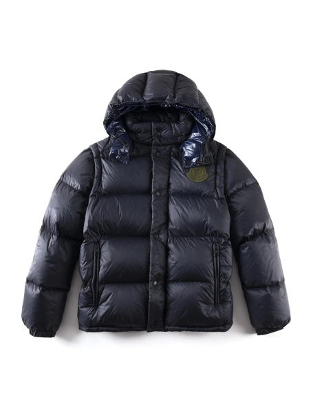 2025 new Moncler Cyclone Hooded Detachable Sleeve Down Jacket Black