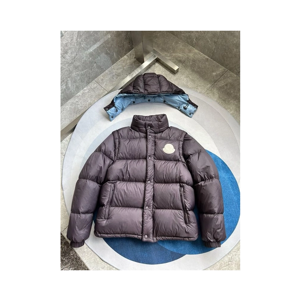 2025 new Moncler Cyclone Hooded Detachable Sleeve Down Jacket Brown