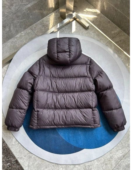 2025 new Moncler Cyclone Hooded Detachable Sleeve Down Jacket Brown