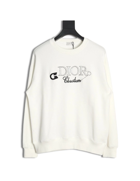 Dior embroidered pin lettering crew neck sweatshirt,Dior Sweatshirt,Sweatshirt,APPAREL