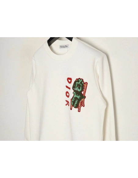 Dior dinosaur embroidered crewneck sweatshirt,Dior Sweatshirt,Sweatshirt,APPAREL