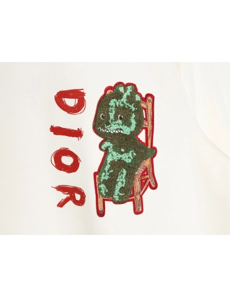 Dior dinosaur embroidered crewneck sweatshirt,Dior Sweatshirt,Sweatshirt,APPAREL