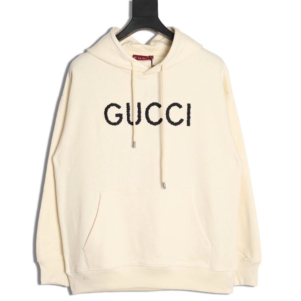 Gucci embroidered lettering hooded sweatshirt,Gucci Sweatshirt,Sweatshirt,APPAREL