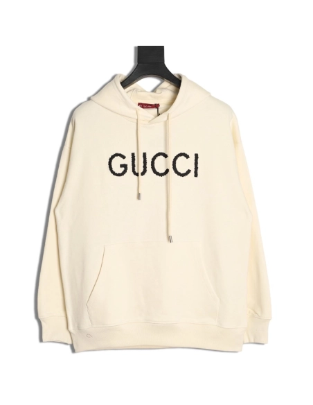 Gucci embroidered lettering hooded sweatshirt,Gucci Sweatshirt,Sweatshirt,APPAREL