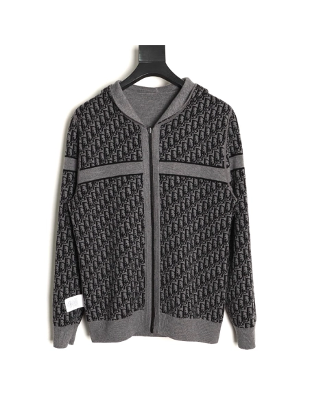 Dior monogram jacquard knit cashmere reversible coat,Dior Jacket,Jacket,APPAREL