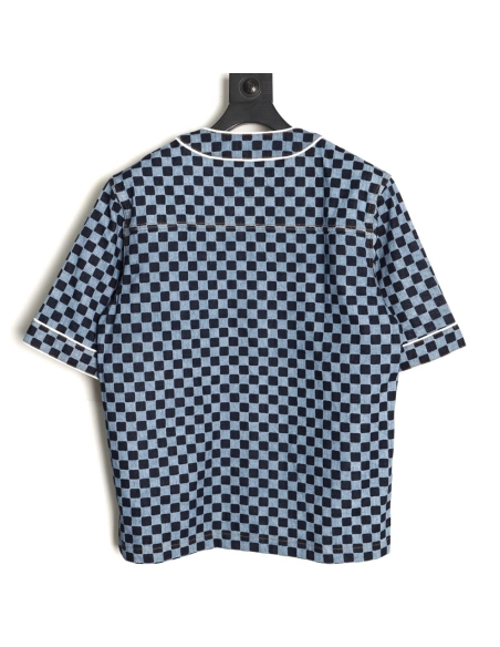 Louis Vuitton checkerboard shortsleeved denim shirt,Louis Vuitton Shirt,Shirt,APPAREL
