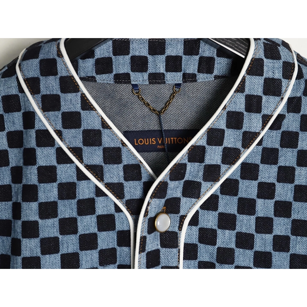 Louis Vuitton checkerboard shortsleeved denim shirt,Louis Vuitton Shirt,Shirt,APPAREL