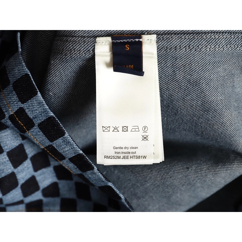 Louis Vuitton checkerboard shortsleeved denim shirt,Louis Vuitton Shirt,Shirt,APPAREL