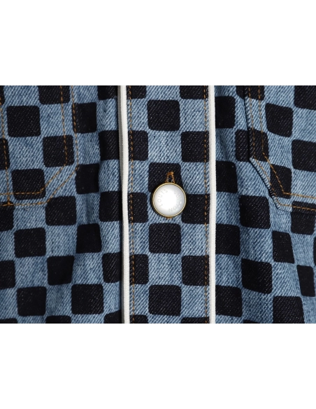 Louis Vuitton checkerboard shortsleeved denim shirt,Louis Vuitton Shirt,Shirt,APPAREL