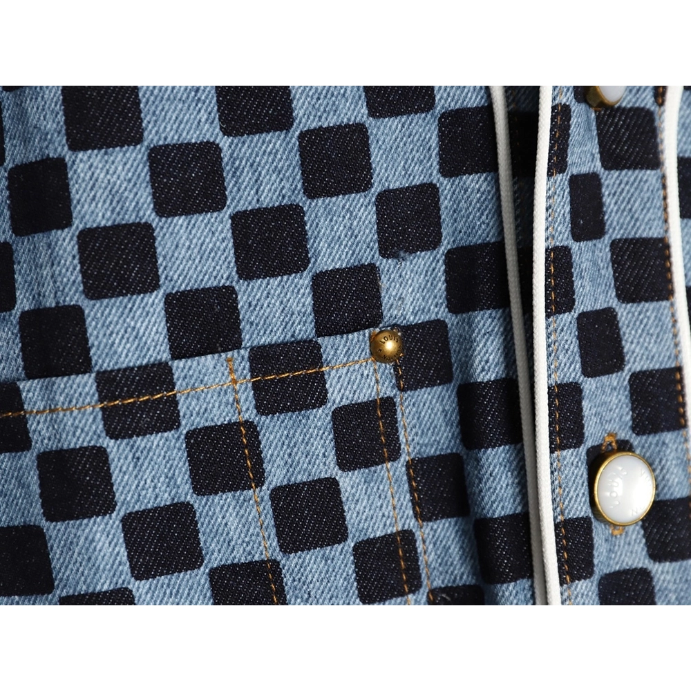 Louis Vuitton checkerboard shortsleeved denim shirt,Louis Vuitton Shirt,Shirt,APPAREL