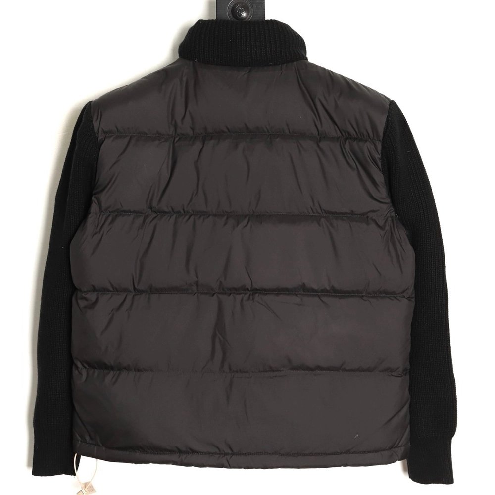 Moncler sleeve patchwork knitted stand collar lightweight down jacket,Moncler Jacket,Jacket,APPAREL