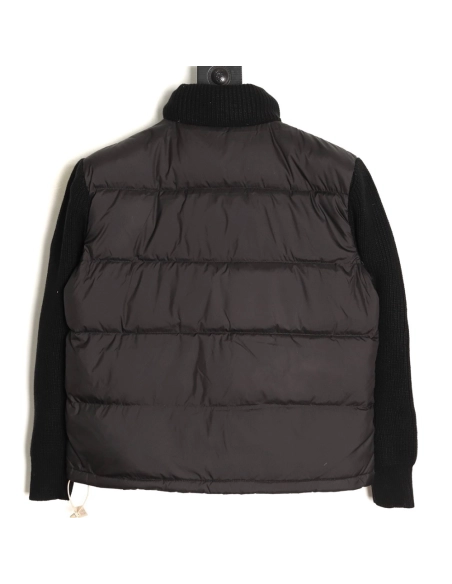 Moncler sleeve patchwork knitted stand collar lightweight down jacket,Moncler Jacket,Jacket,APPAREL