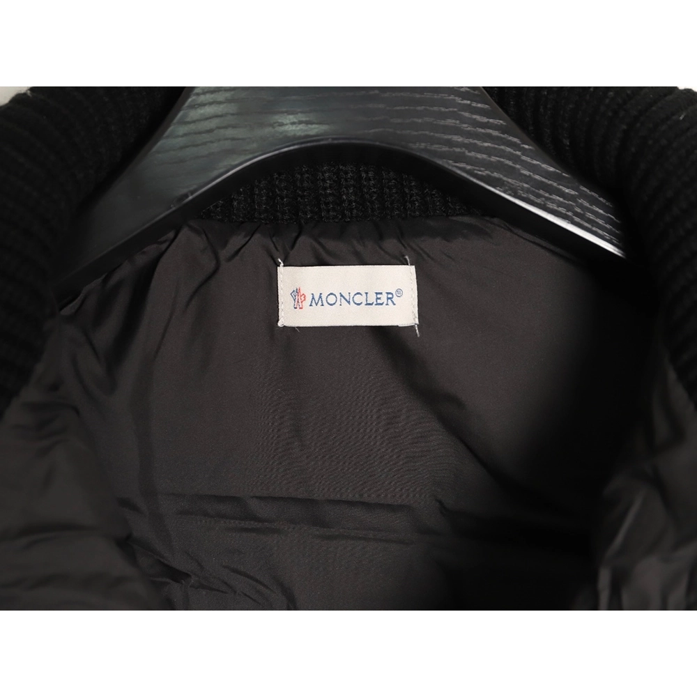 Moncler sleeve patchwork knitted stand collar lightweight down jacket,Moncler Jacket,Jacket,APPAREL