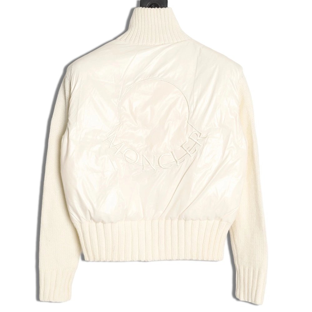 Moncler patchwork wool knitted sleeve stand collar down jacket,Moncler Jacket,Jacket,APPAREL