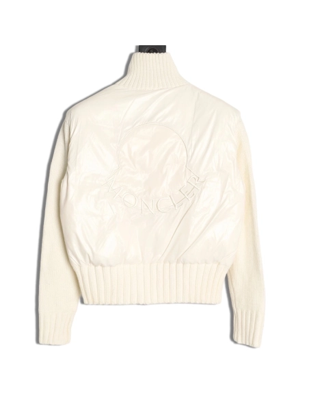 Moncler patchwork wool knitted sleeve stand collar down jacket,Moncler Jacket,Jacket,APPAREL