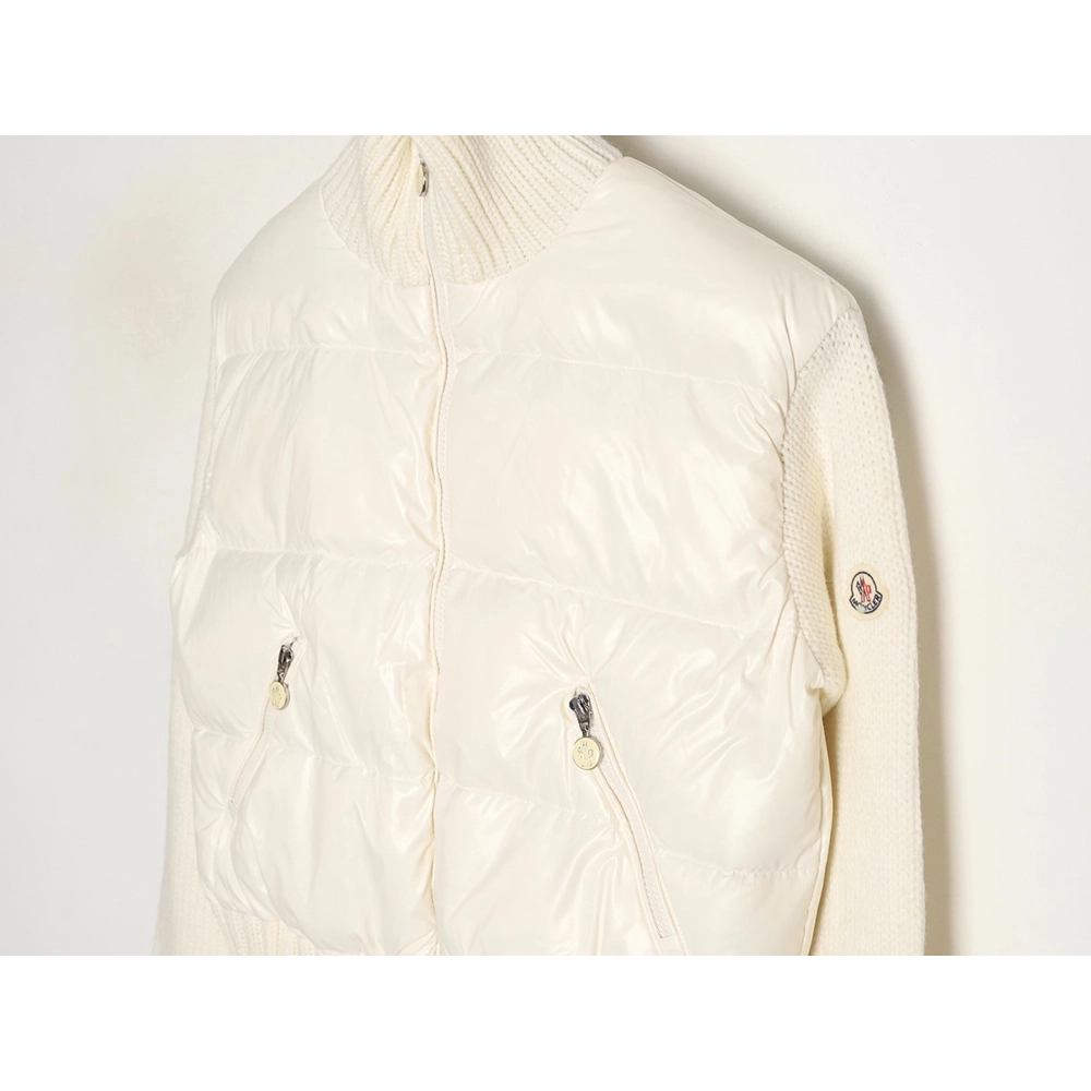 Moncler patchwork wool knitted sleeve stand collar down jacket,Moncler Jacket,Jacket,APPAREL