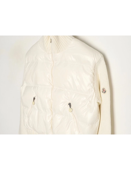 Moncler patchwork wool knitted sleeve stand collar down jacket,Moncler Jacket,Jacket,APPAREL