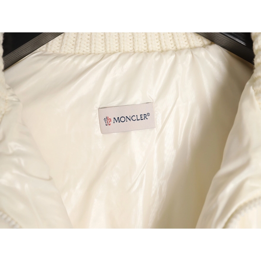 Moncler patchwork wool knitted sleeve stand collar down jacket,Moncler Jacket,Jacket,APPAREL