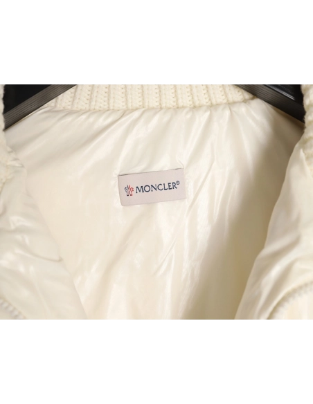 Moncler patchwork wool knitted sleeve stand collar down jacket,Moncler Jacket,Jacket,APPAREL
