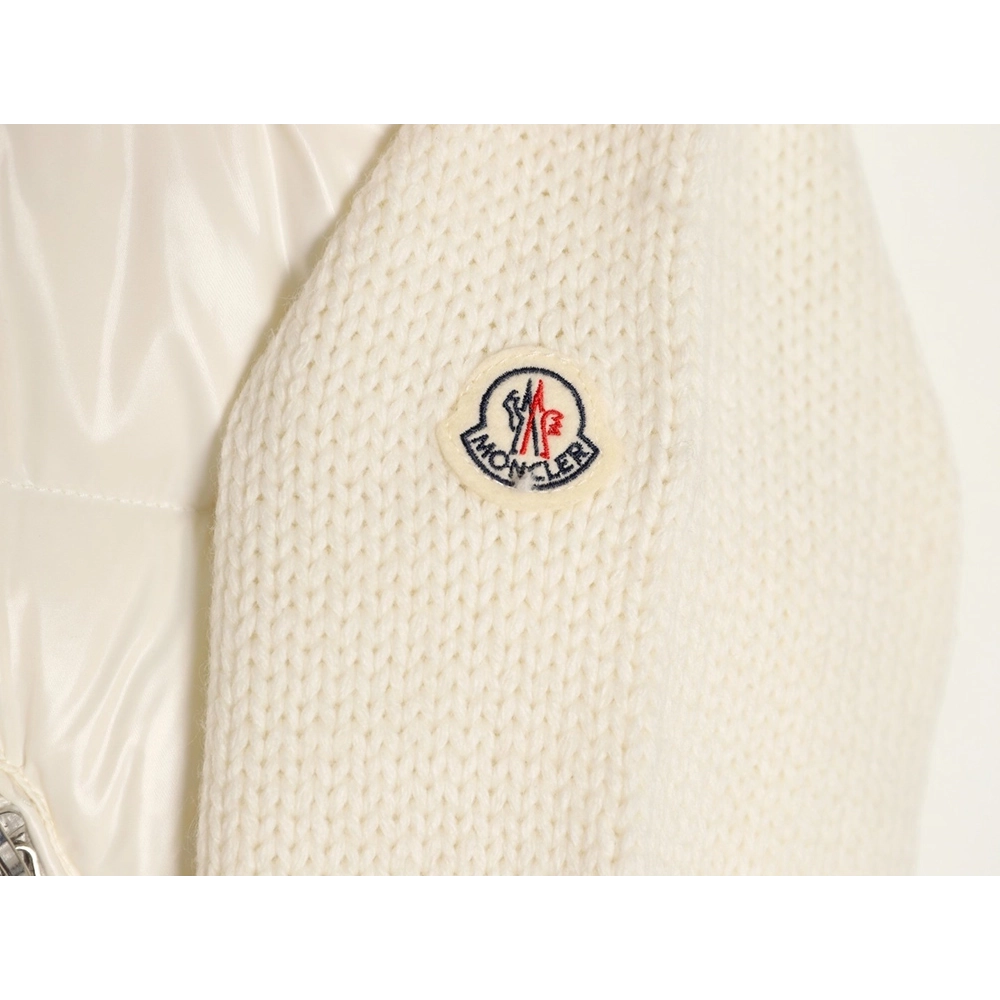 Moncler patchwork wool knitted sleeve stand collar down jacket,Moncler Jacket,Jacket,APPAREL