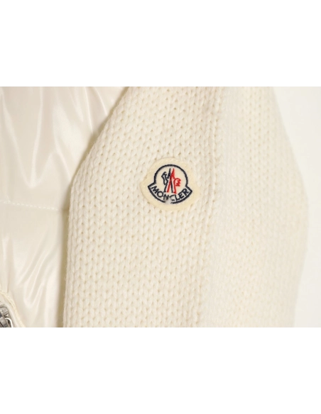 Moncler patchwork wool knitted sleeve stand collar down jacket,Moncler Jacket,Jacket,APPAREL